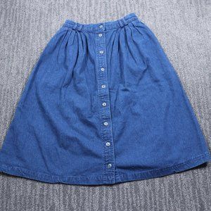 Vintage Koret City Blues Womens Skirt Blue Denim Button Front Classic 80's